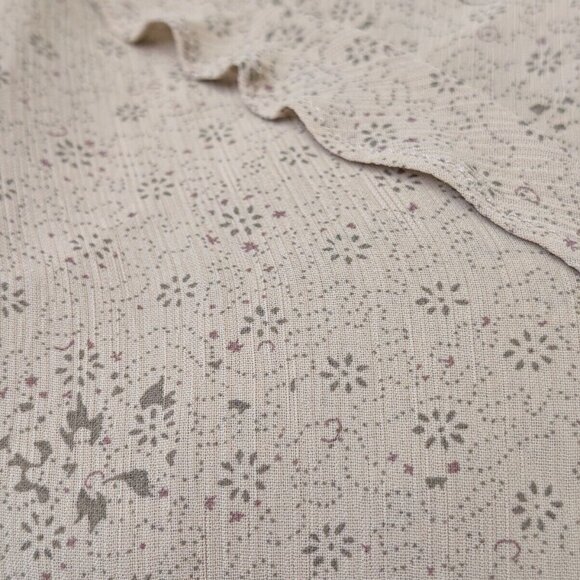 J.Jill Tan Button-Up Top Women's M Rayon Sheer Blouse Floral L/S Fairy Whimsy - Picture 16 of 16